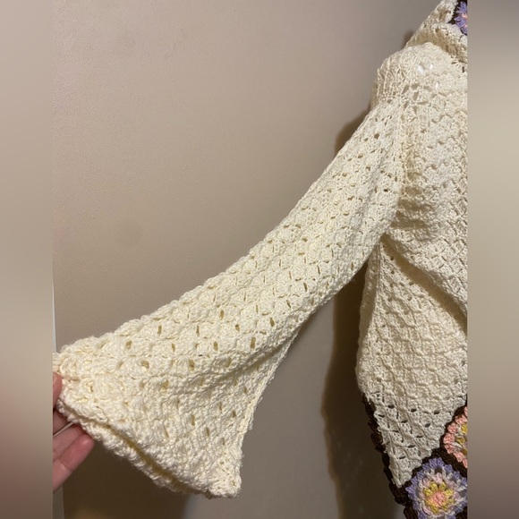 Granny Square Crochet Yarn Cardigan Jacket oversized hand knit - Picture 2 of 7